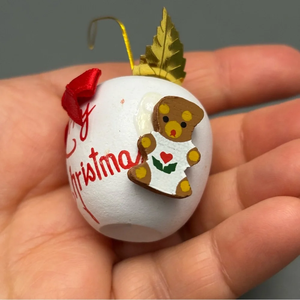 Apple for the Teacher Gift Ornaments Vintage Wooden - Christmas Around the World